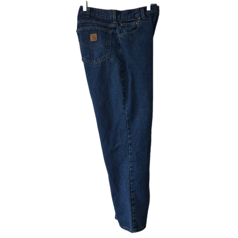 Carhartt Relaxed Fit Jeans Men's Size 34X30 Denim Blue 5 Pocket Logo Heavyweight
